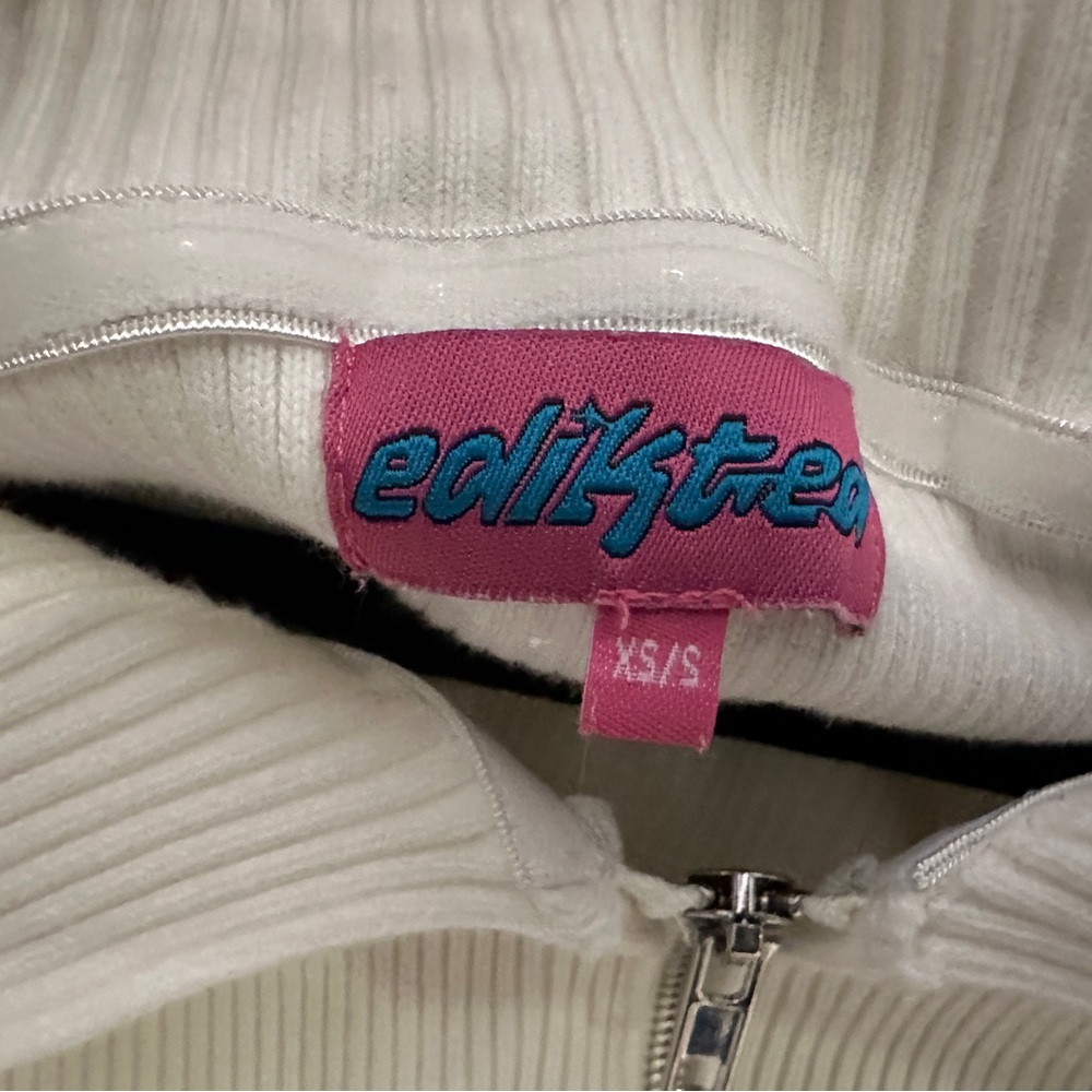 Edikted White Ribbed Zip-Up Top - Picture 2 of 2